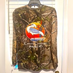 Camouflage Long Sleeve Shirt with Heron Graphic
